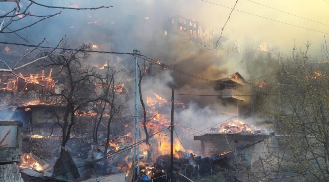 Artvin'in Yusufeli ilçesi Dereiçi köyünde yangın! 200 haneli köyde yanan ev sayısı 17'ye yükseldi